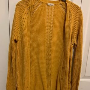 Mustard Yellow Open Knit Cardigan